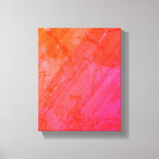 Roze Sinaasappel Abstracte Waterverf Canvas Afdruk