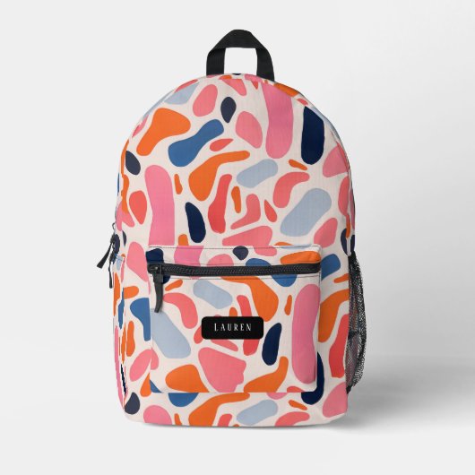Roze, sinaasappel, blauw abstract koraal vlekken p bedrukte rugzak (Voorkant)