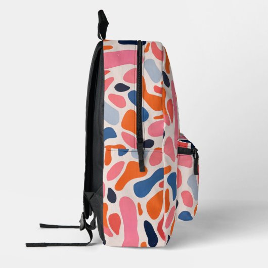 Roze, sinaasappel, blauw abstract koraal vlekken p bedrukte rugzak (Links)