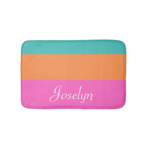 Roze, Sinaasappel & Blauw Brede Horizontale Lijnen Badmat
