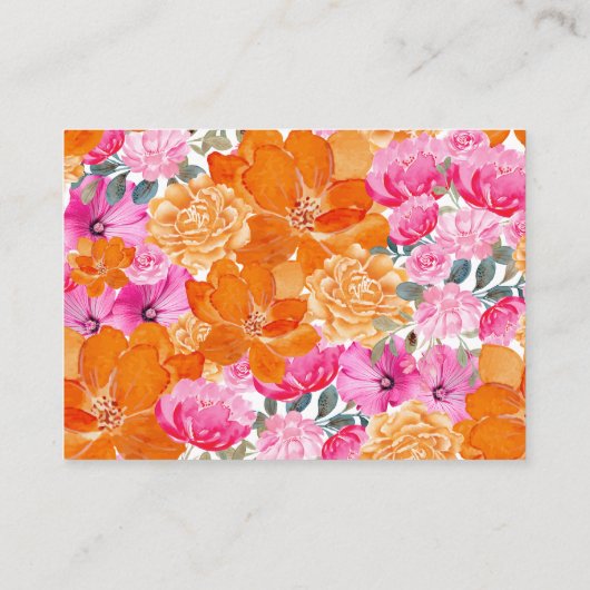 Roze Sinaasappel Bloemen Baby shower Advies en Wen Informatiekaartje (Achterkant)