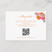 Roze & Sinaasappel Bloemen Gastenkleding QR Code Informatiekaartje (Achterkant)