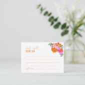 Roze Sinaasappel Bloemen Vrijgezellenfeest Datum N Informatiekaartje (Staand voorkant)