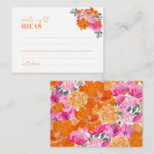 Roze Sinaasappel Bloemen Vrijgezellenfeest Datum N Informatiekaartje (Voorkant / Achterkant)