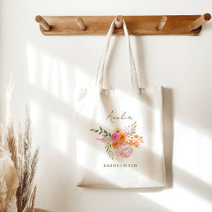 Roze Sinaasappel Bloemen Vrijgezellenfeest Welkoms Tote Bag