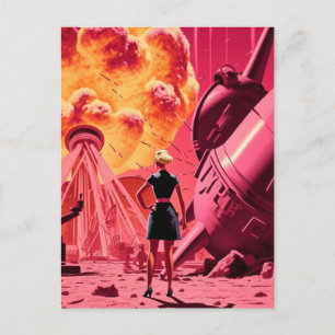 Roze Sinaasappel bommen rook  cartoon Briefkaart