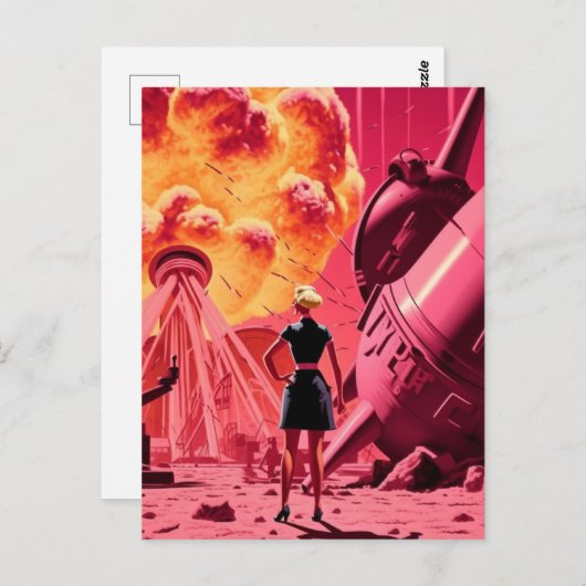 Roze Sinaasappel bommen rook cartoon Briefkaart (Voorkant / Achterkant)