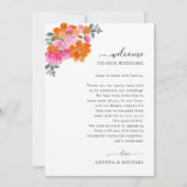 Roze Sinaasappel bruiloft welkomstbrief reisschema Kaart (Voorkant)