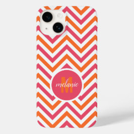 Roze Sinaasappel Chevron Custom Case-Mate iPhone 14 Hoesje