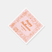 Roze Sinaasappel Eigenzinnige Hand getrokken Doodl Servet (Hoek)