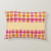 Roze sinaasappel en crème gingham accentkussen accent kussen (Achterkant)
