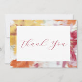 Roze, Sinaasappel en geel Abstract Bloemen Note Ca Bedankkaart (Voorkant)