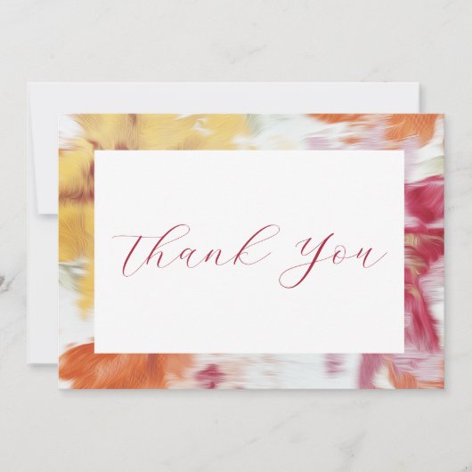 Roze, Sinaasappel en geel Abstract Bloemen Note Ca Bedankkaart (Voorkant)