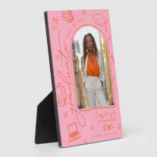 Roze Sinaasappel Foto Afstuderen Keepsake Fotoplaat