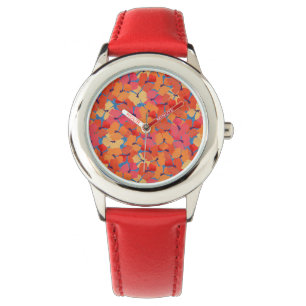 Roze Sinaasappel Geel Poppies Kinder Rood Polshorl Horloge