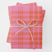 Roze Sinaasappel geruit Plaid Gingham Inpakpapier Vel (In situ)