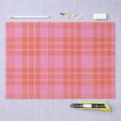 Roze Sinaasappel geruit Plaid Gingham Tissuepapier (Craft)
