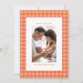 roze Sinaasappel geruite Schattigee plezier verti Feestdagenkaart (Voorkant)