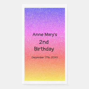 Roze Sinaasappel Glitter 2e Verjaardag Tweede aang Servet