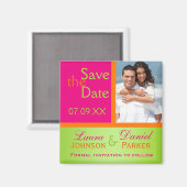 Roze Sinaasappel Groen Bewaar de datum Fotomagneet Magneet (Voorkant / Achterkant)