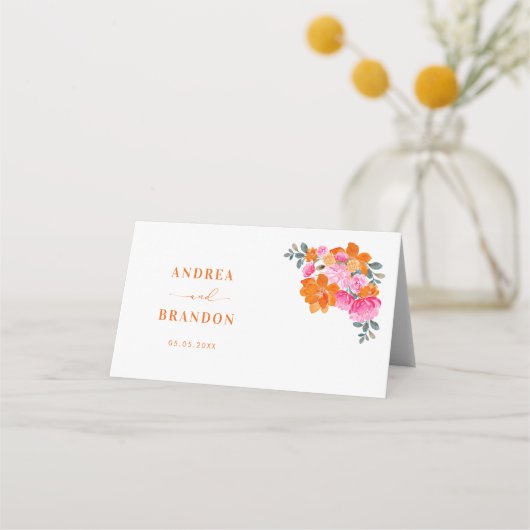 Roze & Sinaasappel Levendige Zomertuin Trouwtafel (Achterkant)