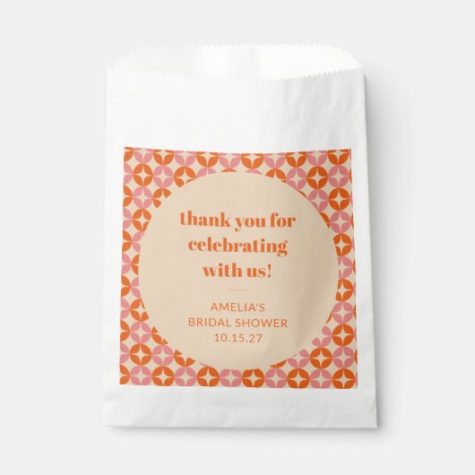 Roze Sinaasappel Mid Century Custom Vrijgezellenfe Bedankzakje (Voorkant)