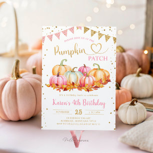 Roze Sinaasappel Pompoen Patch Gold Glitter Verjaa Kaart