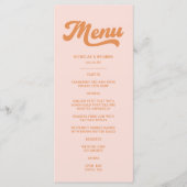  roze Sinaasappel Retro bruiloft Menu (Voorkant)