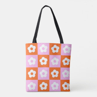 Roze Sinaasappel Retro Illustrated Flower Schattig Draagtas