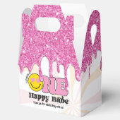 Roze Sinaasappel Retro One Happy Babe 1e Verjaarda Bedankdoosjes (Geopend)