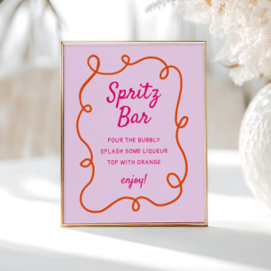 Roze Sinaasappel Squiggle Spritz Bar Poster