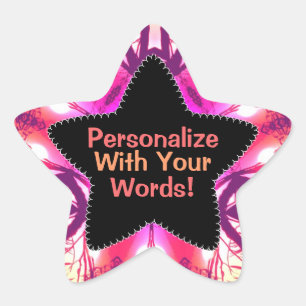 Roze Sinaasappel Stropdas-Dye Pattern Star Sticker