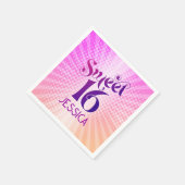 Roze Sinaasappel Sweet 16 Gradient Boho Retro Groo Servet (Hoek)