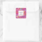 Roze Sinaasappel Swirls Abstract Dank u Business Vierkante Sticker (Tas)