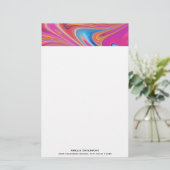 Roze Sinaasappel Swirls Groovy Design Briefpapier (Staand voorkant)
