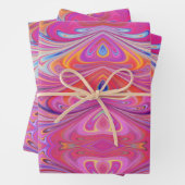 Roze Sinaasappel Swirls Groovy Design Inpakpapier Vel (In situ)