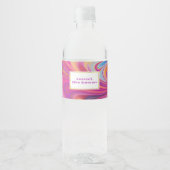 Roze Sinaasappel Swirls Groovy Design Party Waterfles Etiket (Voorkant)