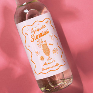 Roze Sinaasappel Tequila Sunrise Bachelorette Wijn Etiket