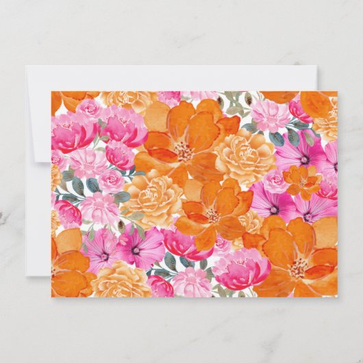 Roze Sinaasappel Waterverf Bloemen Custom Name Blo Notitiekaartje (Achterkant)