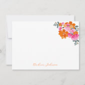 Roze Sinaasappel Waterverf Bloemen Custom Name Blo Notitiekaartje (Voorkant)