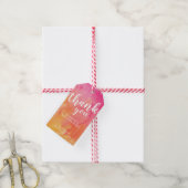 Roze Sinaasappel Waterverf Bruiloft Label Cadeaulabel (Met Touw)