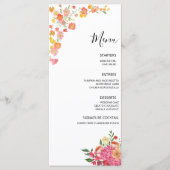 Roze & Sinaasappel Zomer Bloemen Huwelijk Menu (Voorkant)