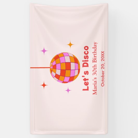 Roze Sinaasappels Discobal Let's Disco Verjaardags Spandoek (Verticaal)