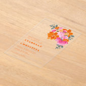 Roze Sinaasappels Waterverf Bloemen Transparant Hu Acryl Uitnodigingen (Laagn)