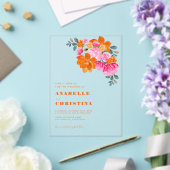 Roze Sinaasappels Waterverf Bloemen Transparant Hu Acryl Uitnodigingen (Insitu (Huwelijk))