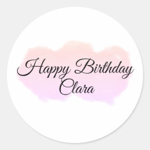 Roze sinaasappels wolken pastel Happy Birthday Mod Ronde Sticker