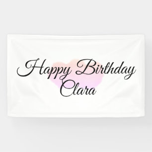 Roze sinaasappels wolken pastel Happy Birthday Mod Spandoek