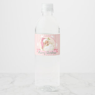 Roze  Sinterklaas Victoriaans Shabby Waterfles Etiket