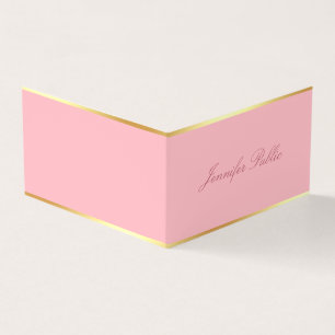 Roze Sjabloon Modern Goud Elegant Handschrift Teks Visitekaartjes