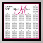 Roze Sjabloon Monogram bruiloft Poster (Voorkant)